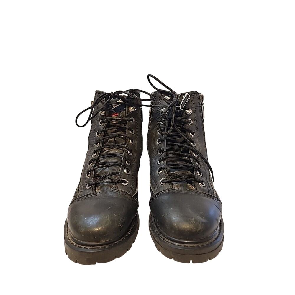Milwaukee Accelerator MB208 Womens Size 10 Black Leather Motorcycle Biker Boots